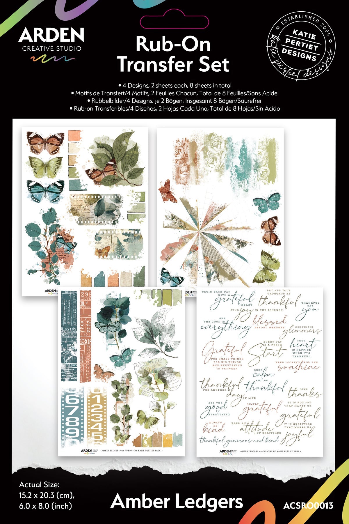 Arden Creative Studio - Amber Ledgers - 6in x 8in Rub-On Transfer Set