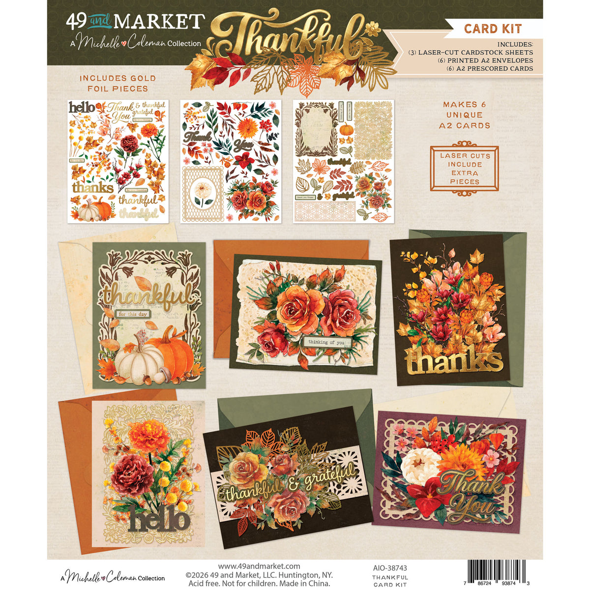 ***Pre-Order*** 49 and Market - Thankful Card Kit with Gold Foil