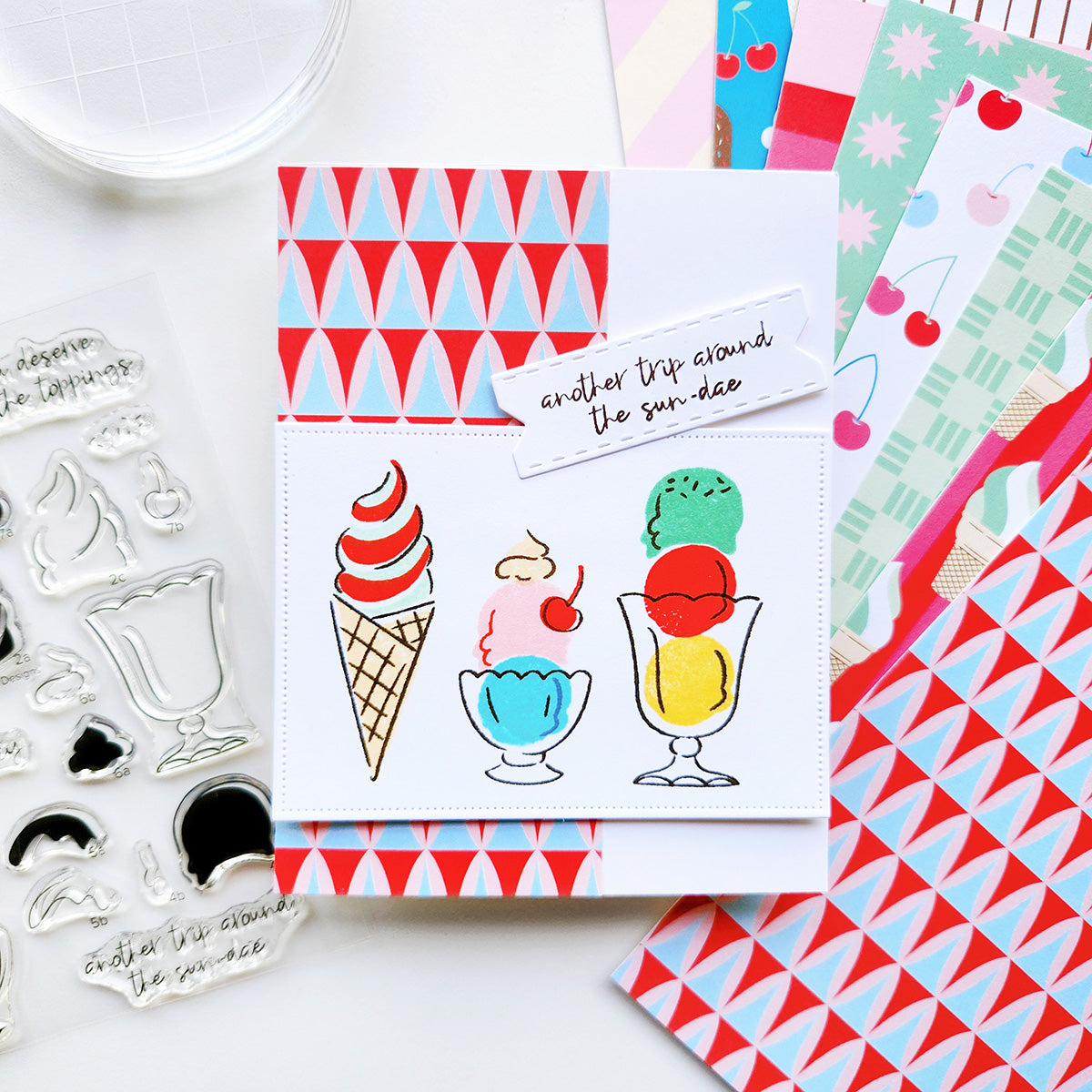 Catherine Pooler - Another Trip Around the Sun-dae Stamp & Die Bundle