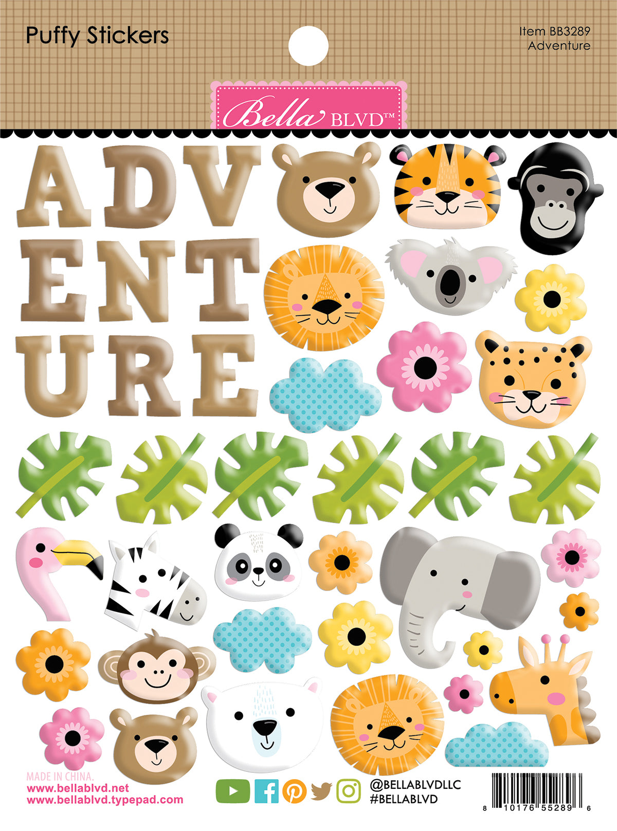 ***Pre-Order*** Bella Blvd - Zoo Day - Adventure Puffy Stickers