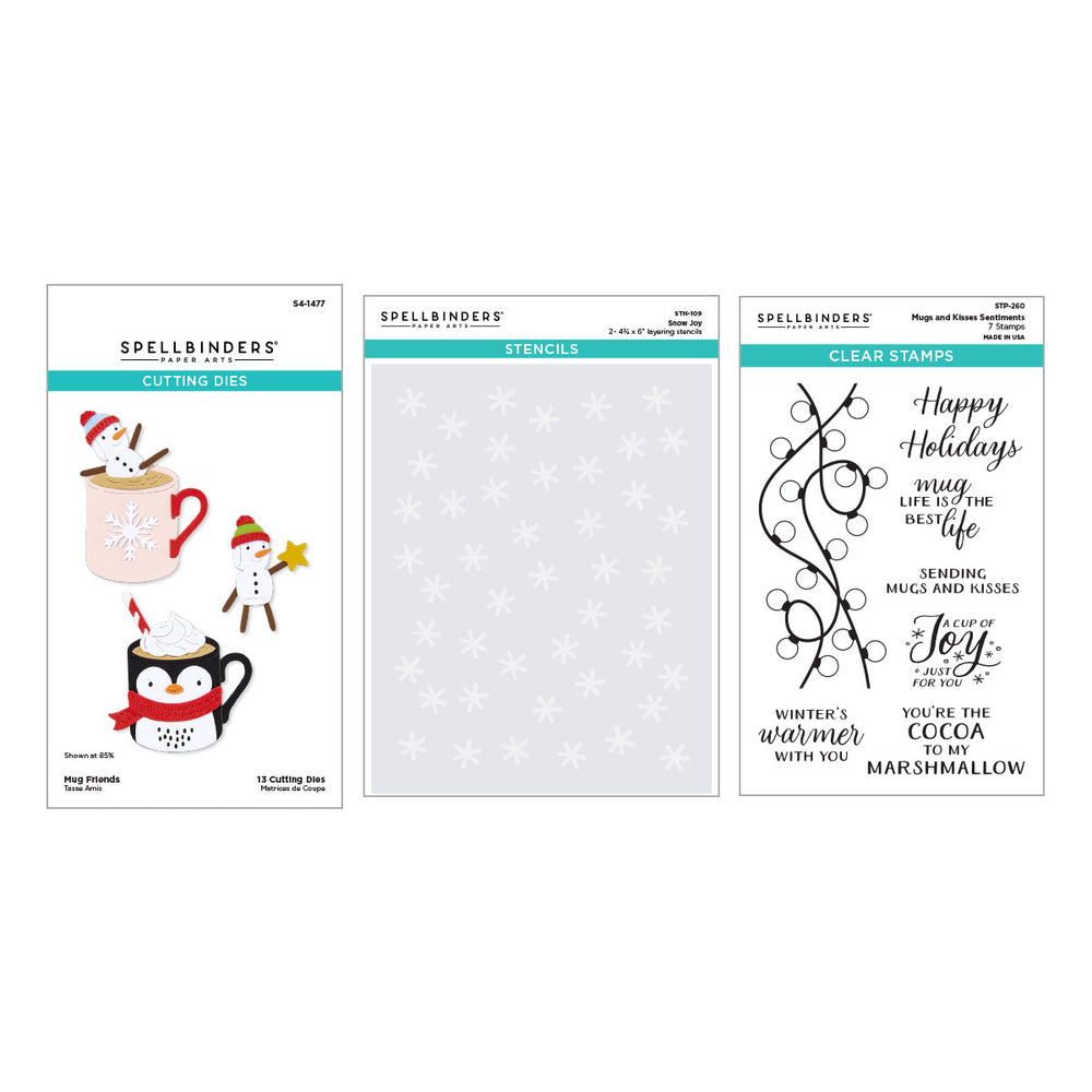 ***Pre-Order*** Spellbinders - Merry Mugs and Kisses Die, Stamp & Stencil Bundle