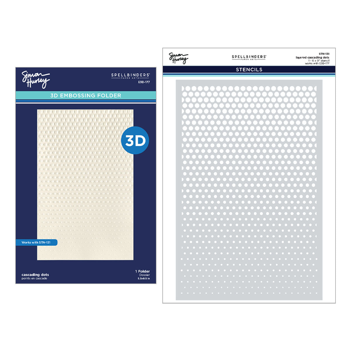 Spellbinders - Cascading Dots 3D Embossing Folder and Stencil Bundle by Simon Hurley