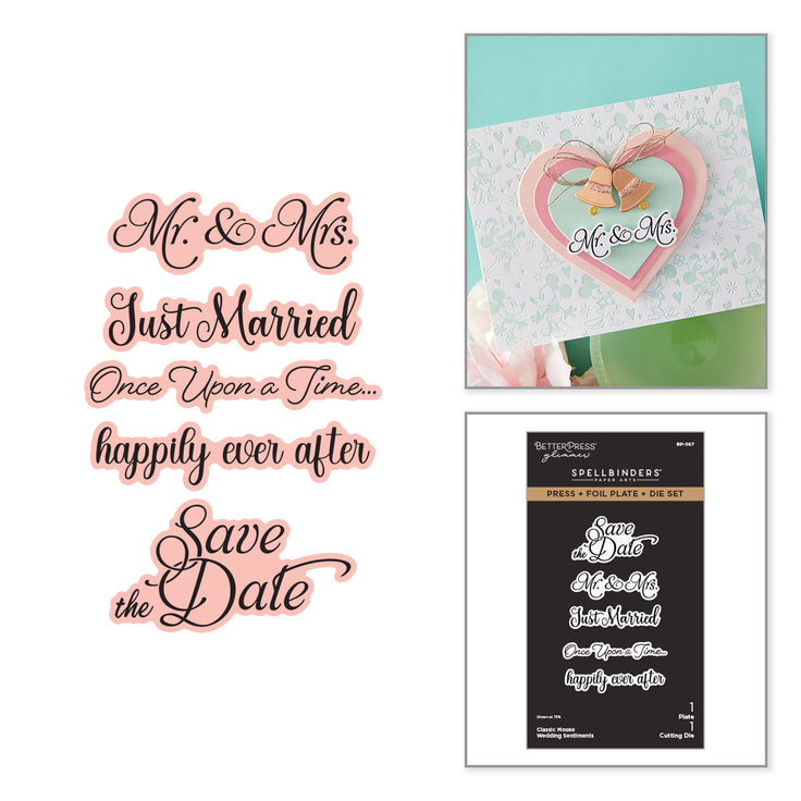 ***Pre-Order*** Spellbinders - Classic Mouse Wedding - Classic Mouse Wedding Sentiments Press + Foil Plate & Die Set