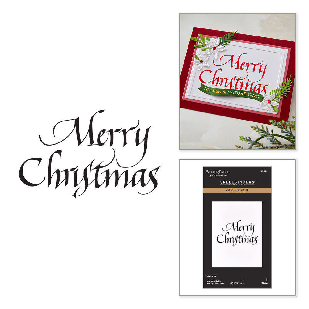 ***Pre-Order*** Spellbinders - Upright Italic Merry Christmas Press + Foil Plate by Paul Antonio