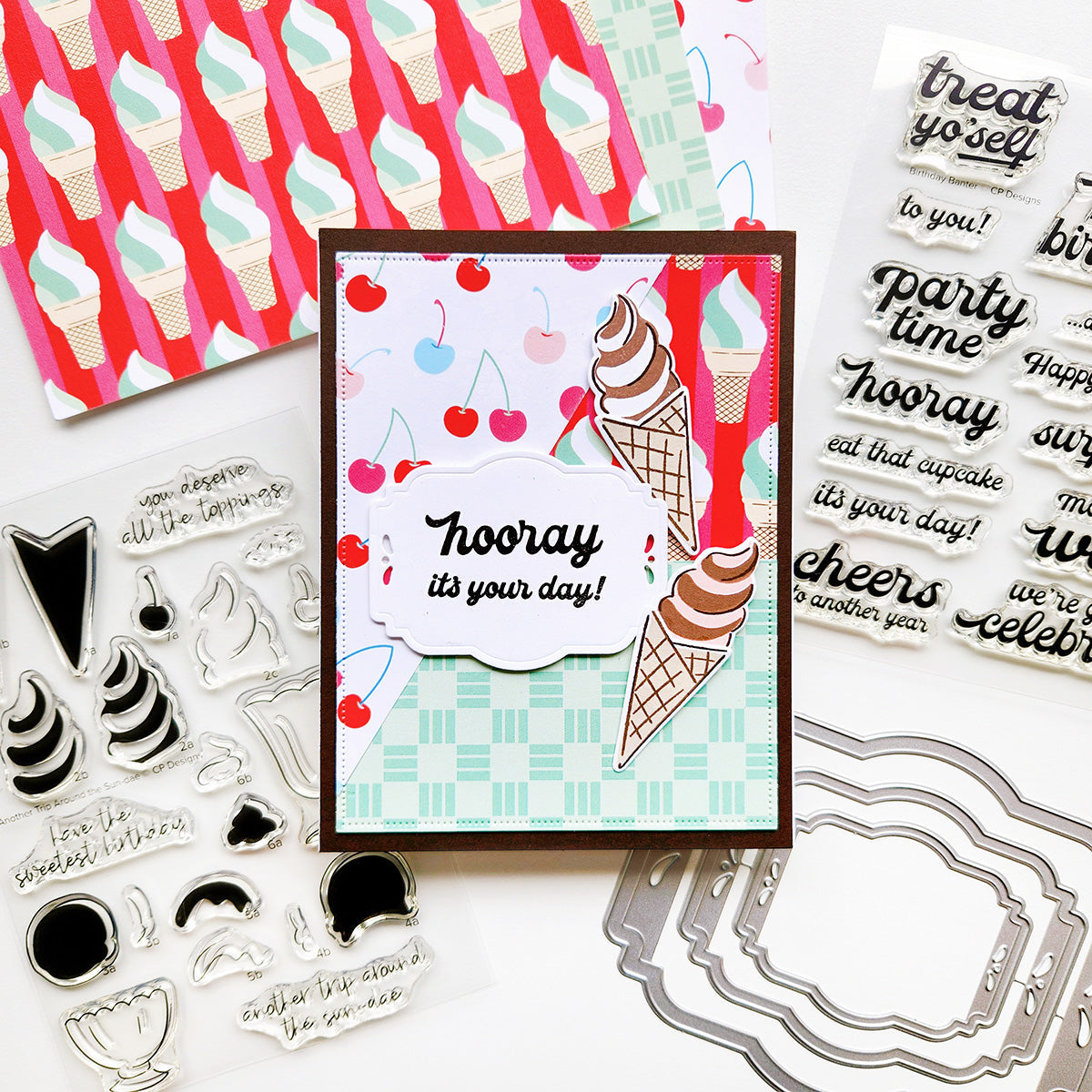 Catherine Pooler - Another Trip Around the Sun-dae Stamp & Die Bundle