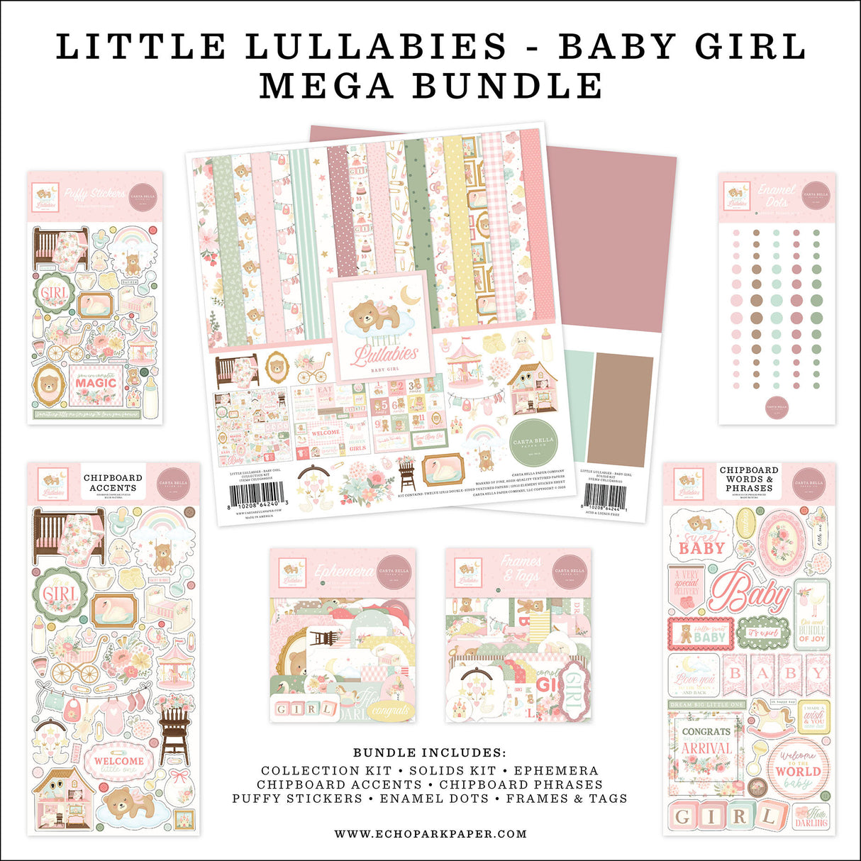 Carta Bella - Little Lullabies - Baby Girl - Mega Bundle