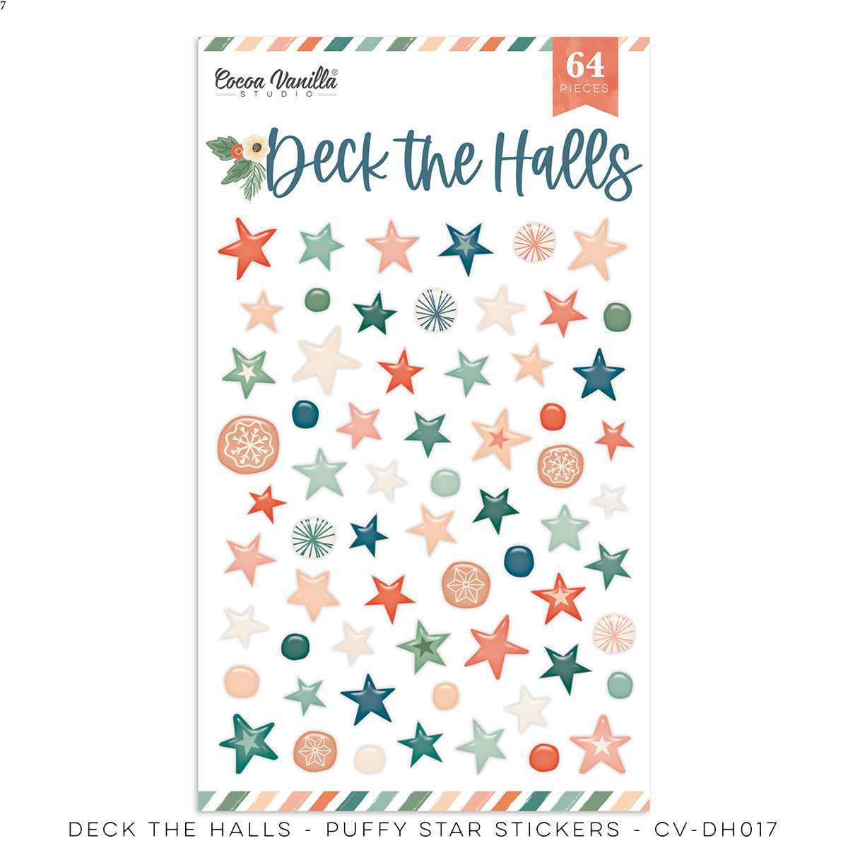 Cocoa Vanilla Studio - Deck The Halls - Puffy Star Stickers