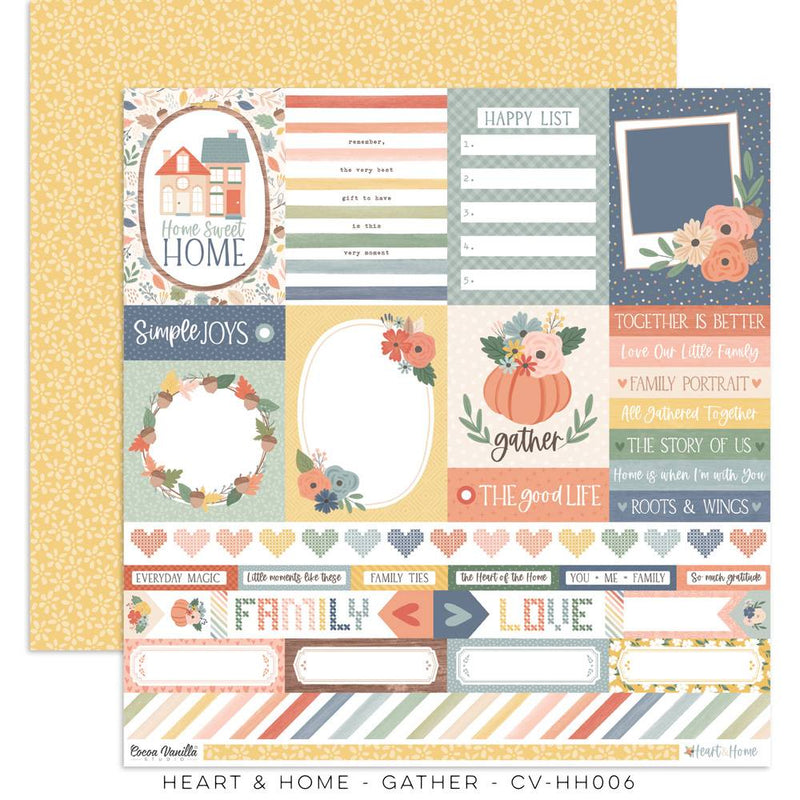 Cocoa Vanilla Studio - Heart & Home - 12 x 12 Paper - Gather