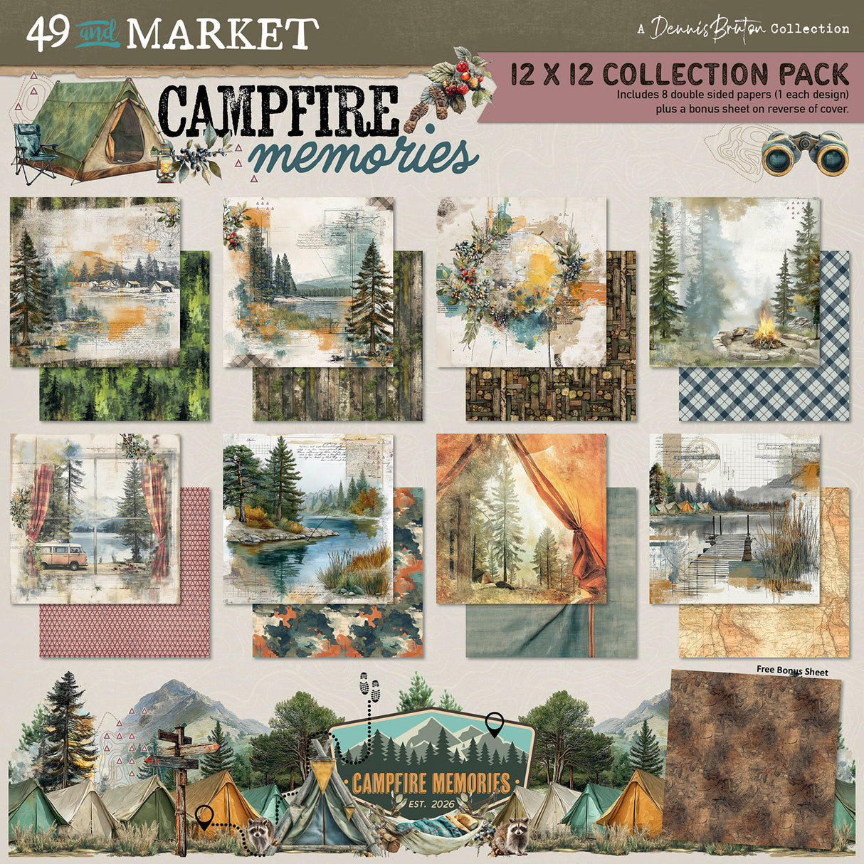 ***Pre-Order*** 49 And Market - Campfire Memories - Collection Pack 12"X12"