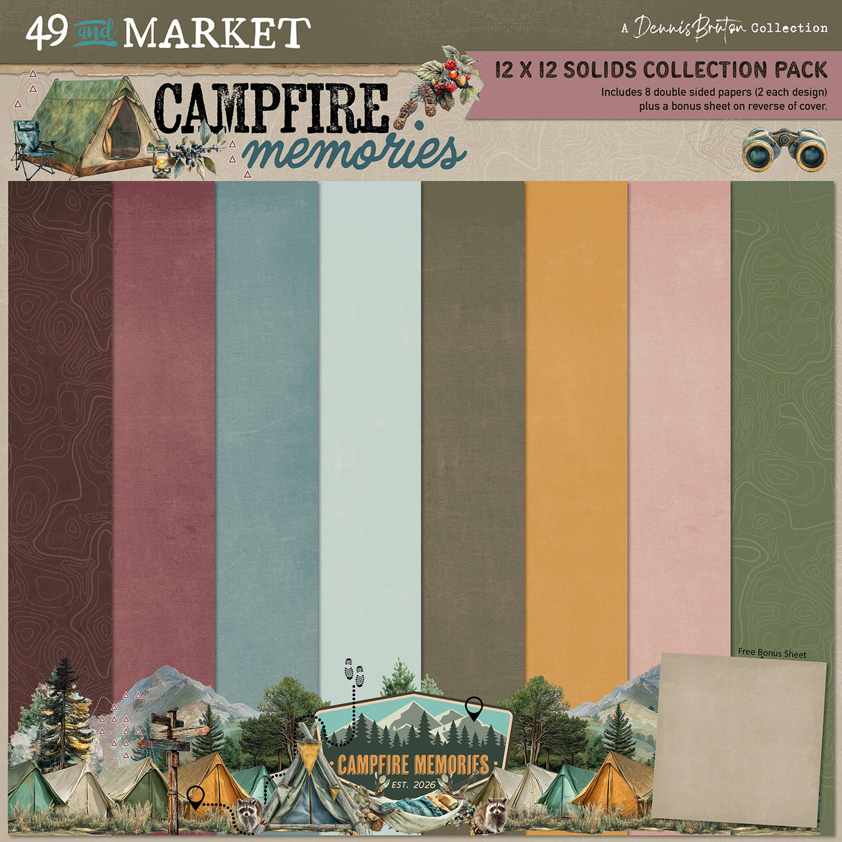 ***Pre-Order*** 49 And Market - Campfire Memories - Solids Collection Pack 12"X12"