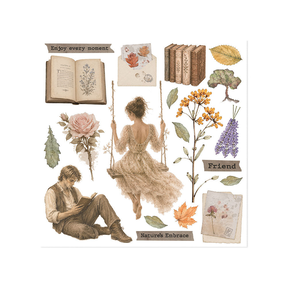 ***Pre-Order*** Stamperia - Printed Decorative Rub On Kit For Art And Craft Cm 15,5X15,5 - Flowers And Poems