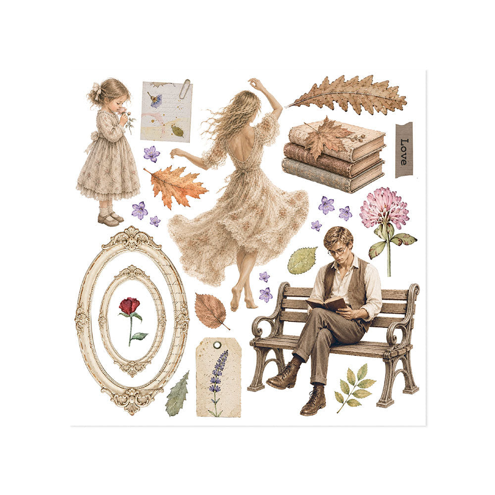 ***Pre-Order*** Stamperia - Printed Decorative Rub On Kit For Art And Craft Cm 15,5X15,5 - Flowers And Poems
