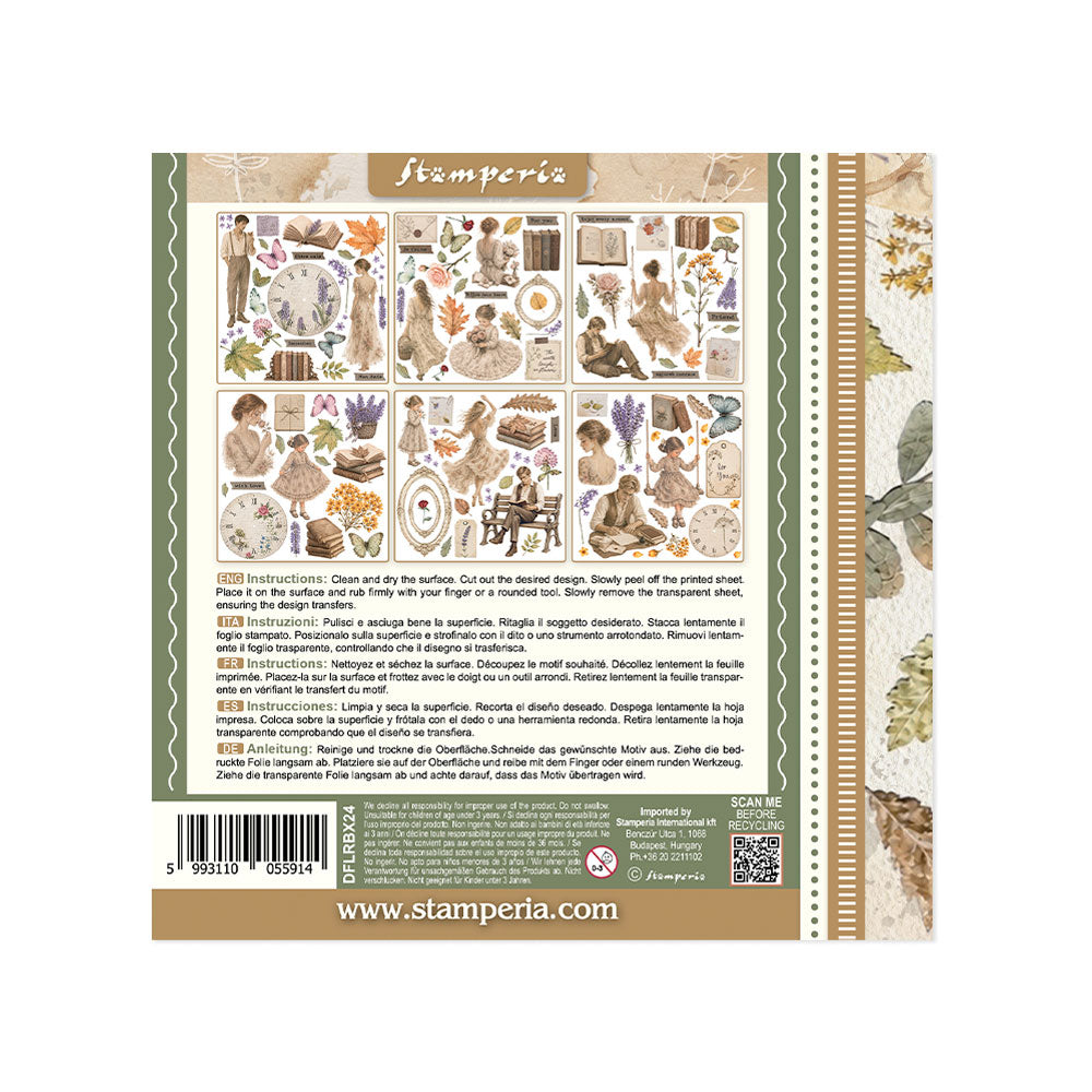 ***Pre-Order*** Stamperia - Printed Decorative Rub On Kit For Art And Craft Cm 15,5X15,5 - Flowers And Poems