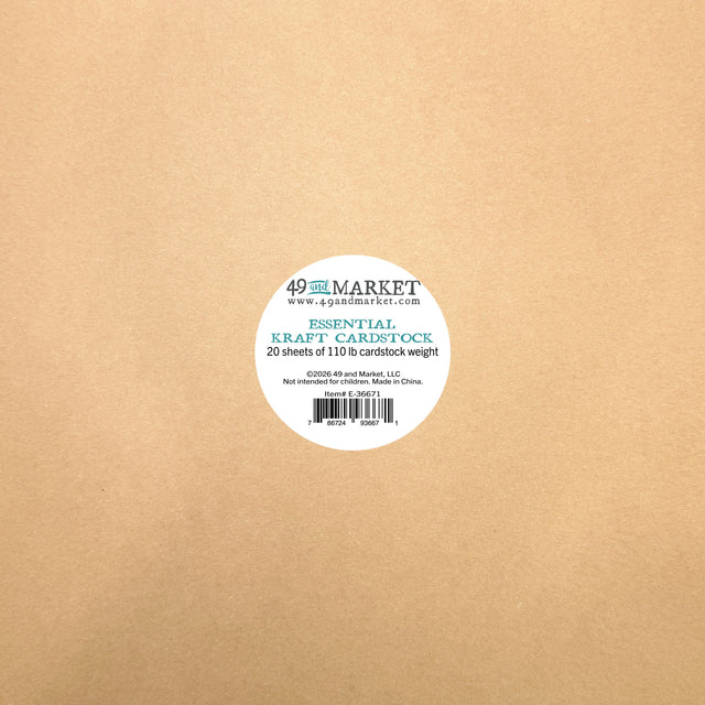 49 And Market - Essential Cardstock - 12 x 12 - Kraft - Single Sheet