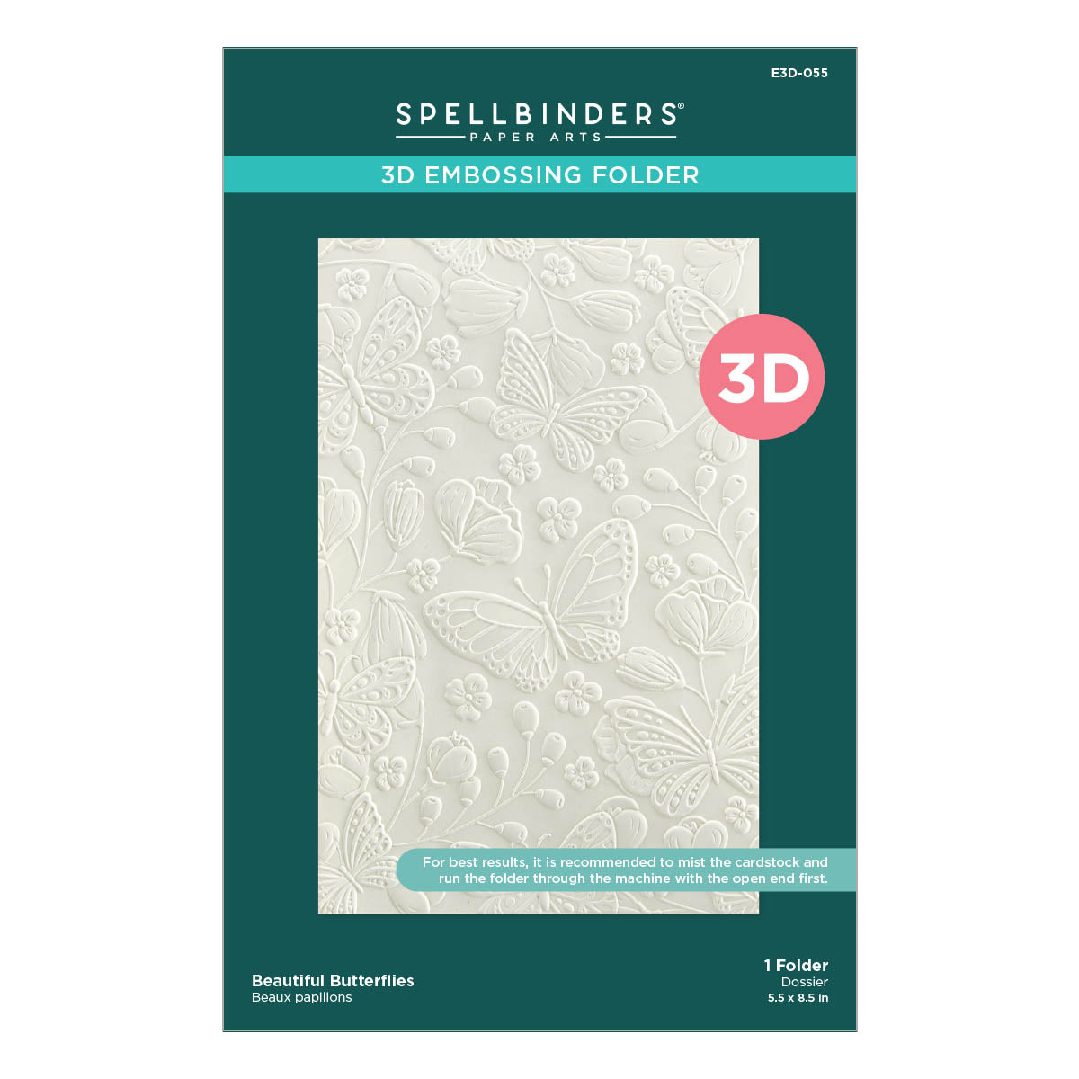 Spellbinders - Beautiful Butterflies 3D Embossing Folder from the Stylish Ovals Collection