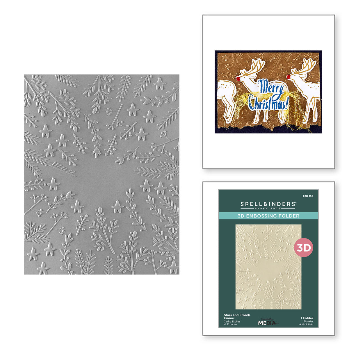 Spellbinders - Stars and Fronds Frame 3D Embossing Folder by Dina Wakley
