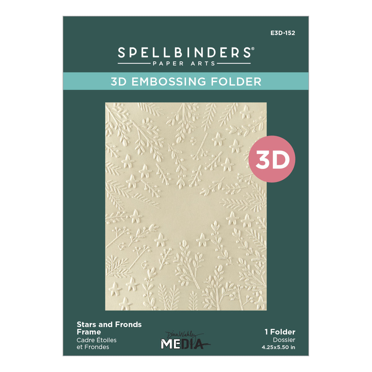Spellbinders - Stars and Fronds Frame 3D Embossing Folder by Dina Wakley