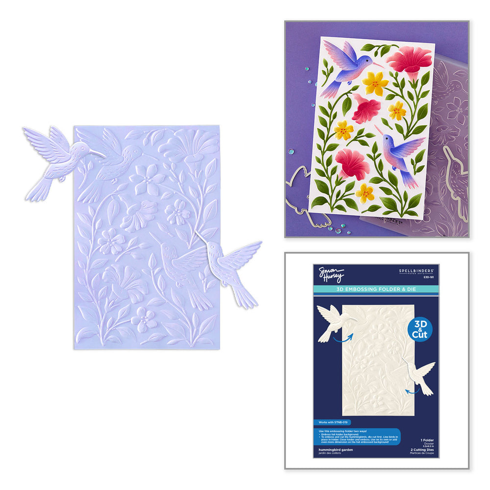 ***Pre-Order*** Spellbinders - Hummingbird Garden 3D Embossing Folder & Die Set by Simon Hurley