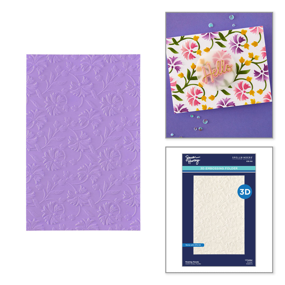 ***Pre-Order*** Spellbinders - Flowing Florals 3D Embossing Folder by Simon Hurley