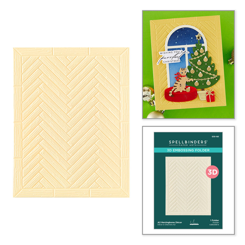 ***Pre-Order*** Spellbinders - A2 Herringbone Décor 3D Embossing Folder by Yana Smakula