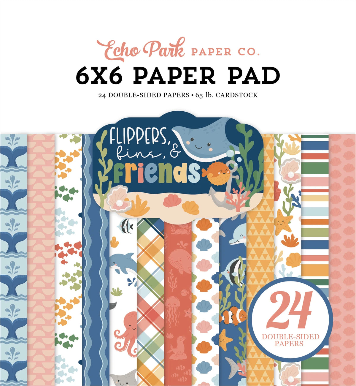***Pre-Order*** Echo Park - Flippers Fins And Friends - 6x6 Paper Pad