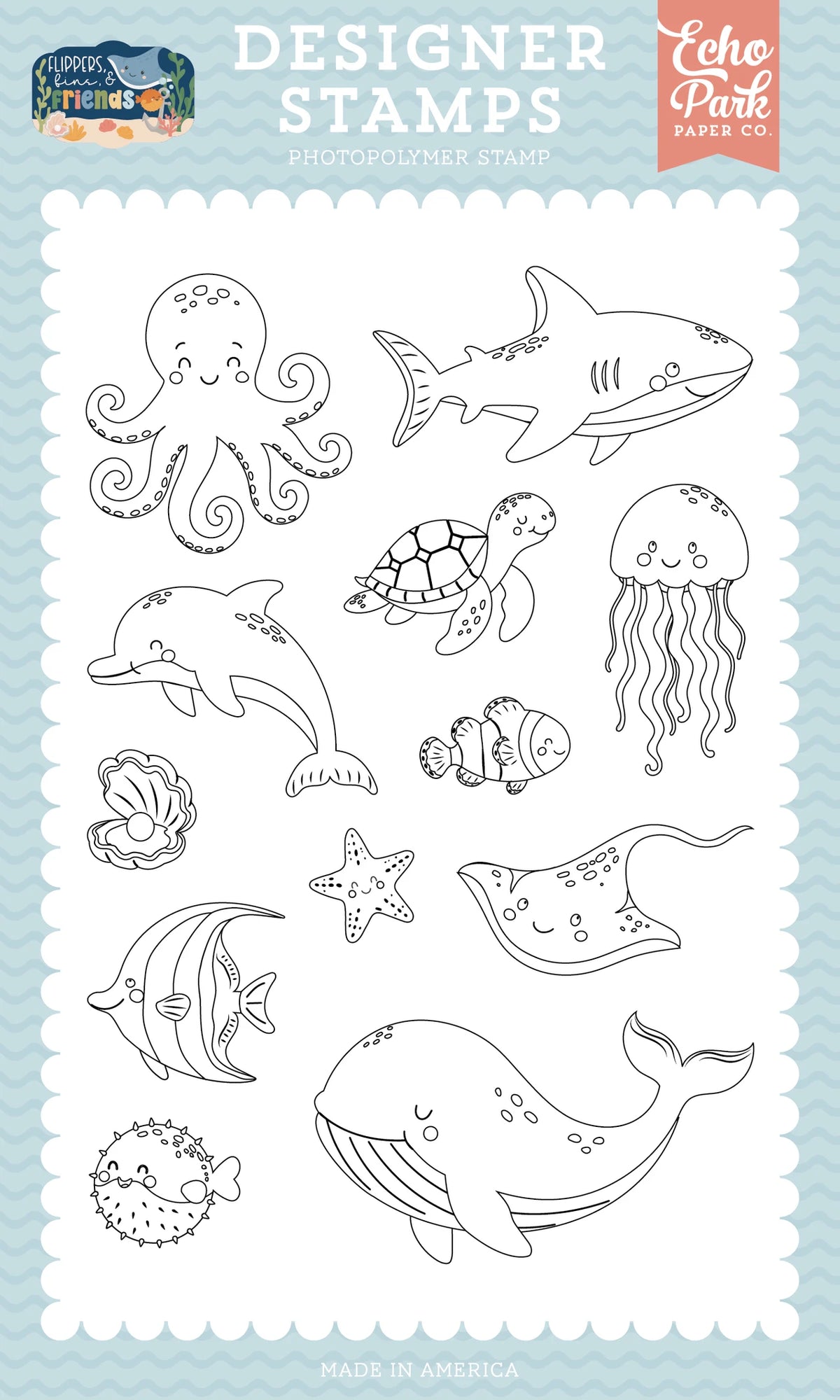***Pre-Order*** Echo Park - Flippers Fins And Friends - My Favorite Fish Stamp Set