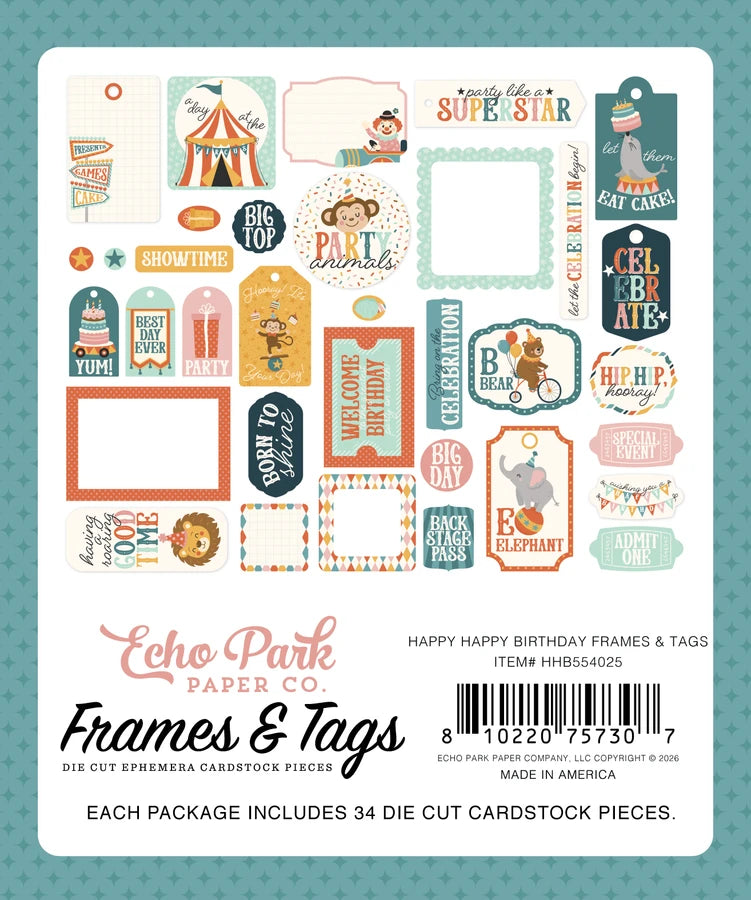 ***Pre-Order*** Echo Park - Happy Happy Birthday - Frames & Tags
