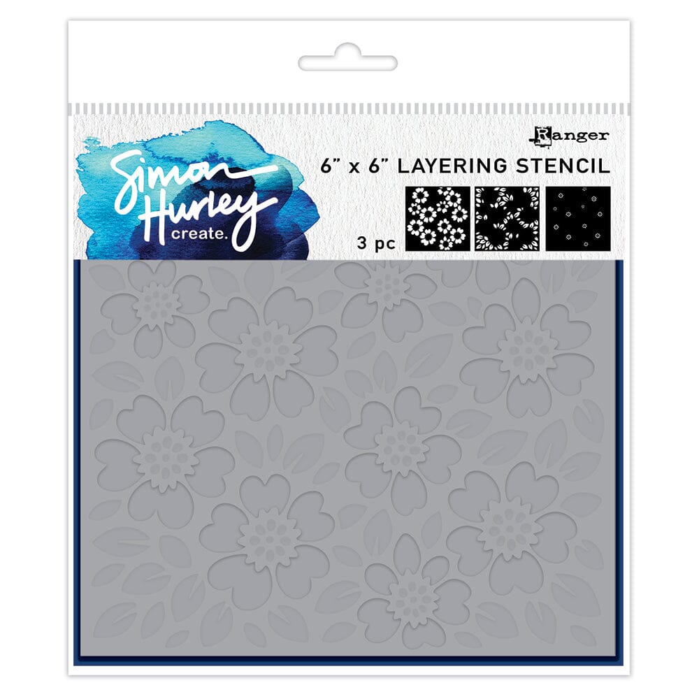 Simon Hurley - Layering Stencil - Whimsy Flowers 3pcs