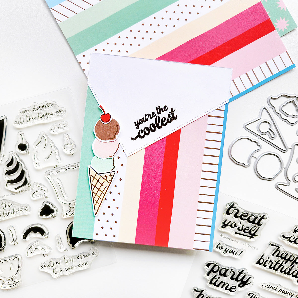 Catherine Pooler - Another Trip Around the Sun-dae Stamp & Die Bundle