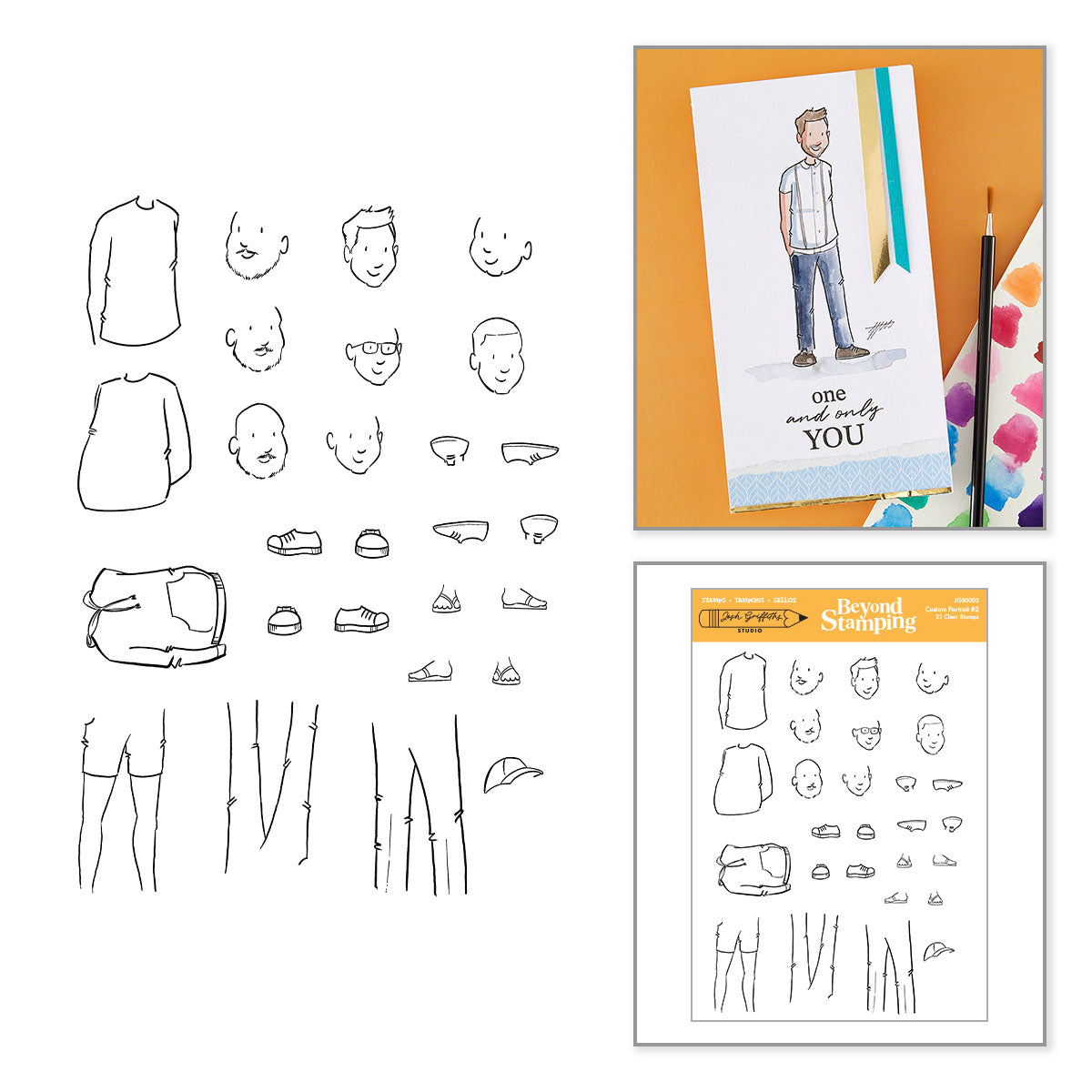 ***Pre-Order*** Spellbinders - Beyond Stamping Custom Portrait #2 Clear Stamp Set by Josh Griffiths Studio