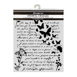 ***Pre-Order*** Stamperia - ***Pre-Order*** Stamperia - Flowers And Poems - Cut Laser Stencil For Art And Craft Cm 20X25 - Letter And Butterflies