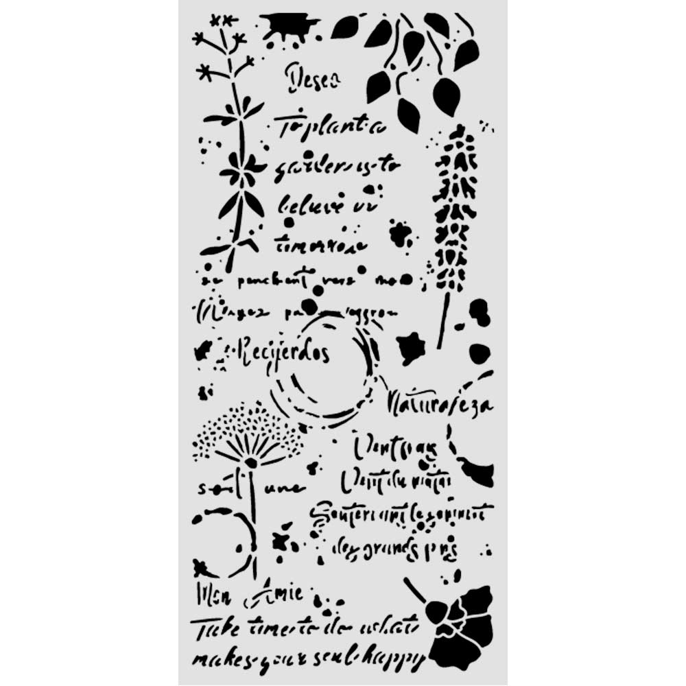 ***Pre-Order*** Stamperia - Cut Laser Stencil For Art And Craft Cm 12X25 - Flowers And Poems Flowers And Writings