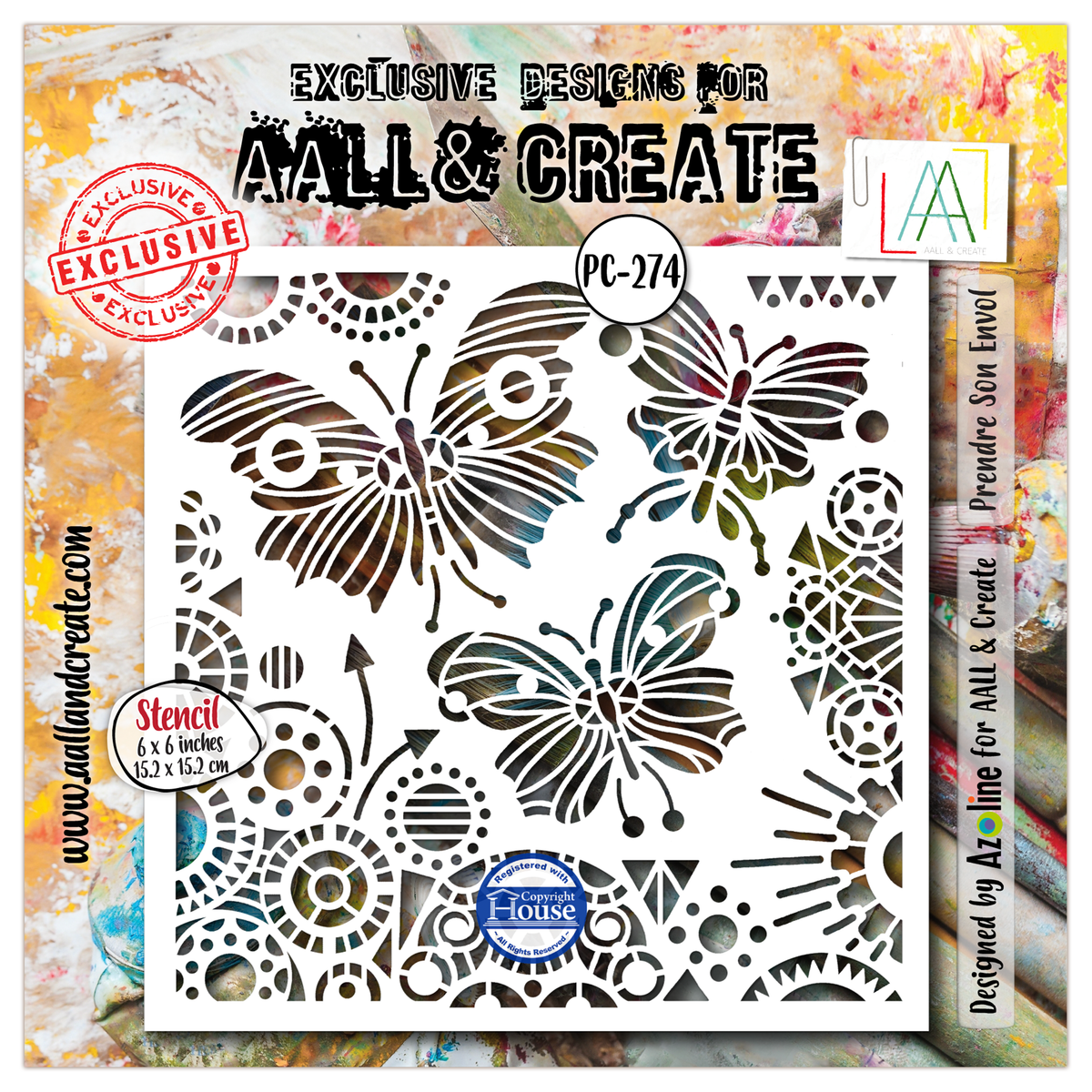 ***Pre-Order*** AALL And Create - 6x6 Stencil - Prendre Son Envol - #274