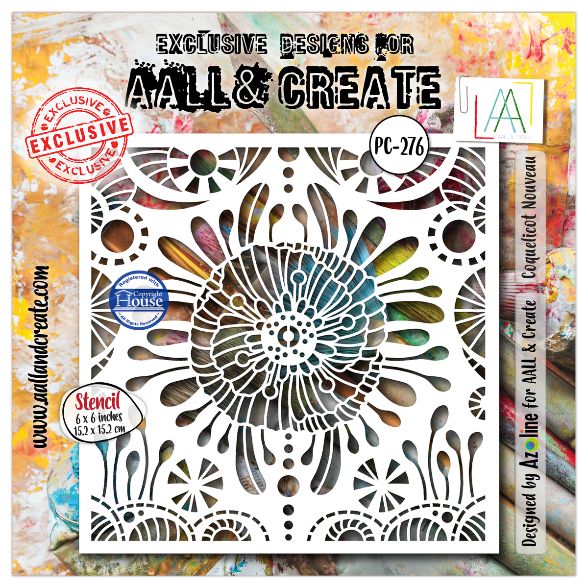 ***Pre-Order*** AALL And Create - 6x6 Stencil - Coquelicot Nouveau - #276