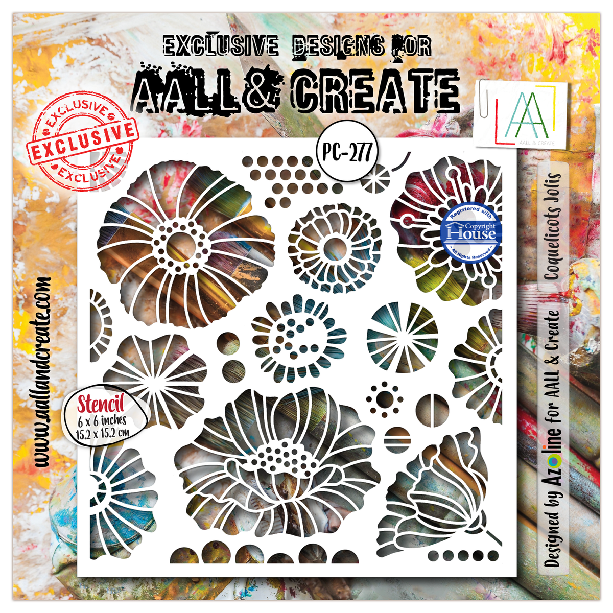 ***Pre-Order*** AALL And Create - 6x6 Stencil - Coquelicots Jolis - #277