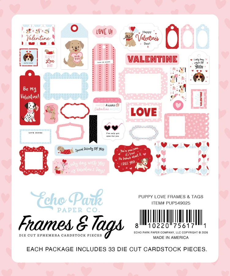***Pre-Order*** Echo Park - Puppy Love - Frames & Tags