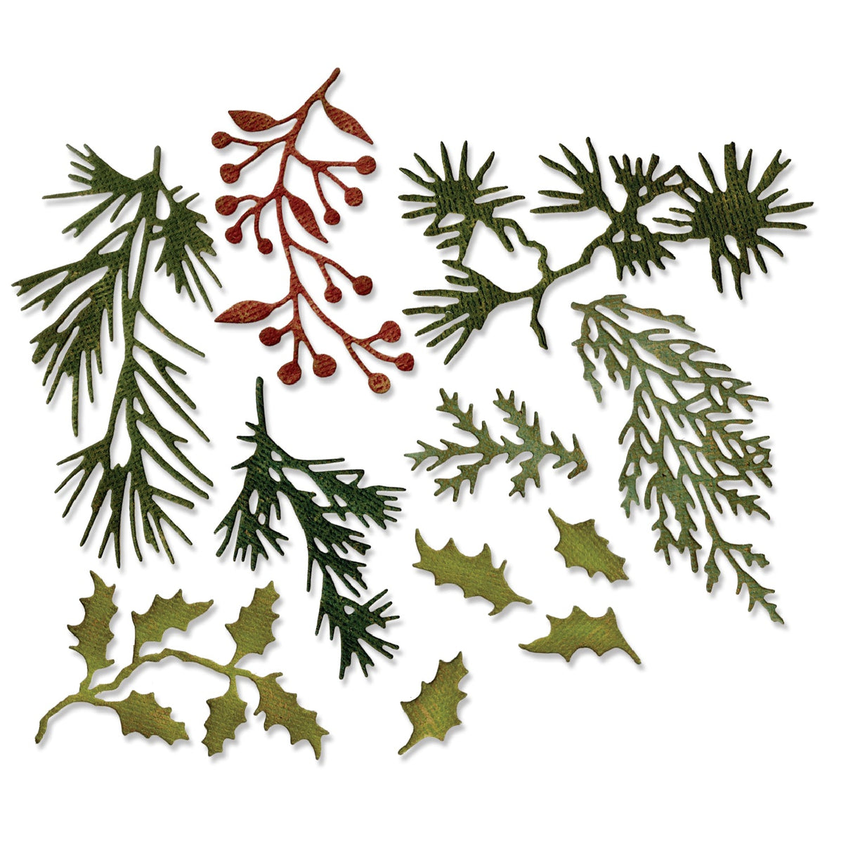 Sizzix - Thinlits Die Set 11PK Holiday Greens Mini by Tim Holtz