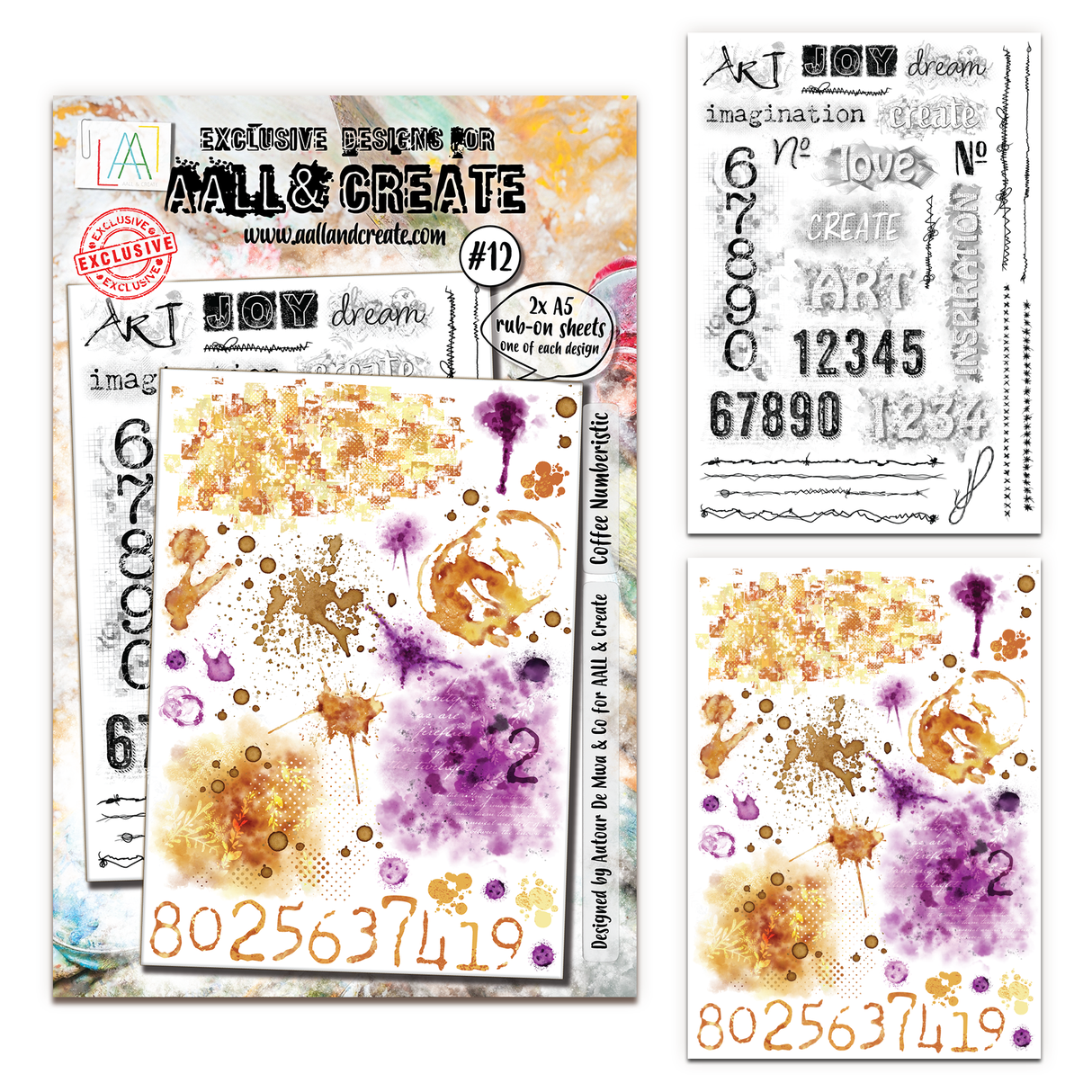 AALL & Create - A5 Rub-Ons - Coffee Numberistic - #12