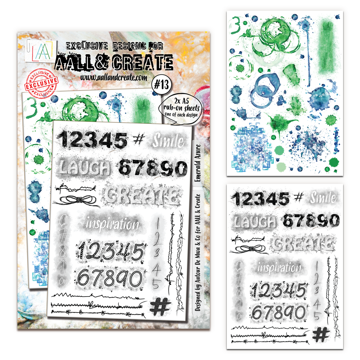 AALL & Create - A5 Rub-Ons - Emerald Azure - #13