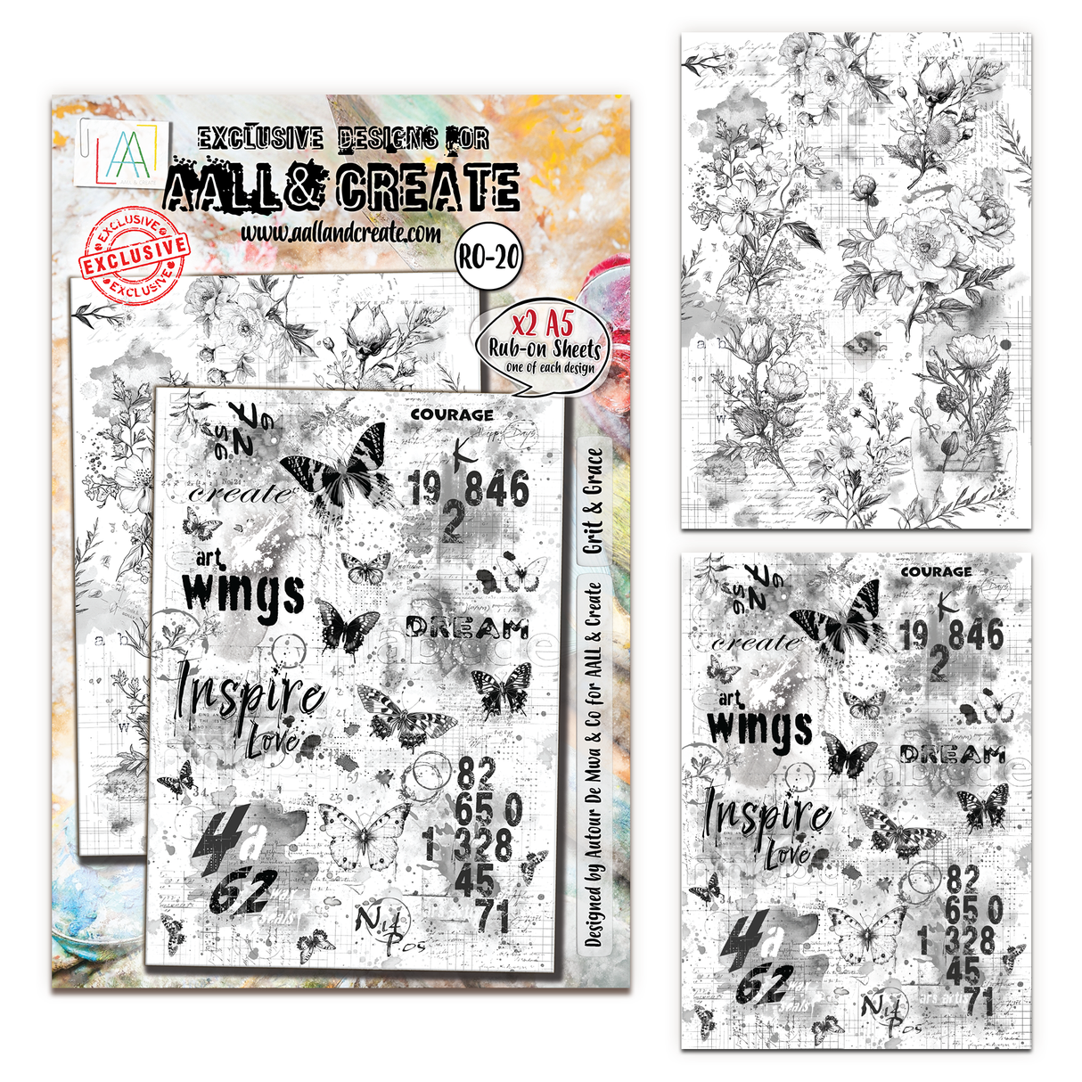AALL & Create - A5 Rub-Ons - Grit & Grace - #20