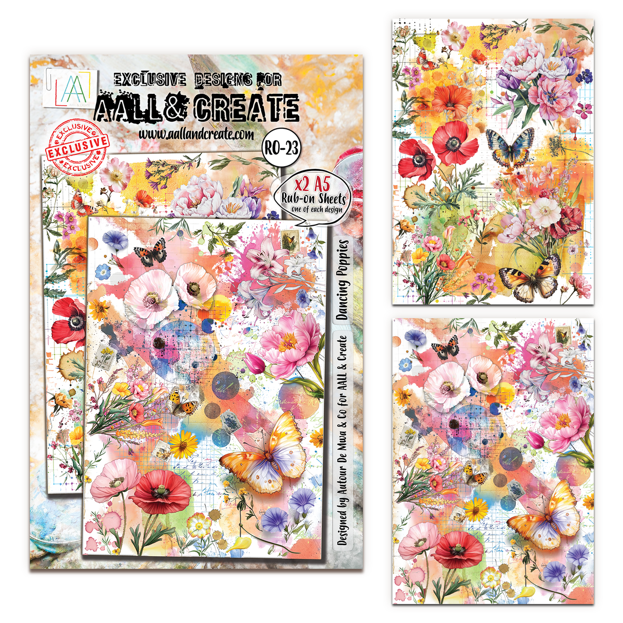 AALL & Create - A5 Rub-Ons - Dancing Poppies - #23