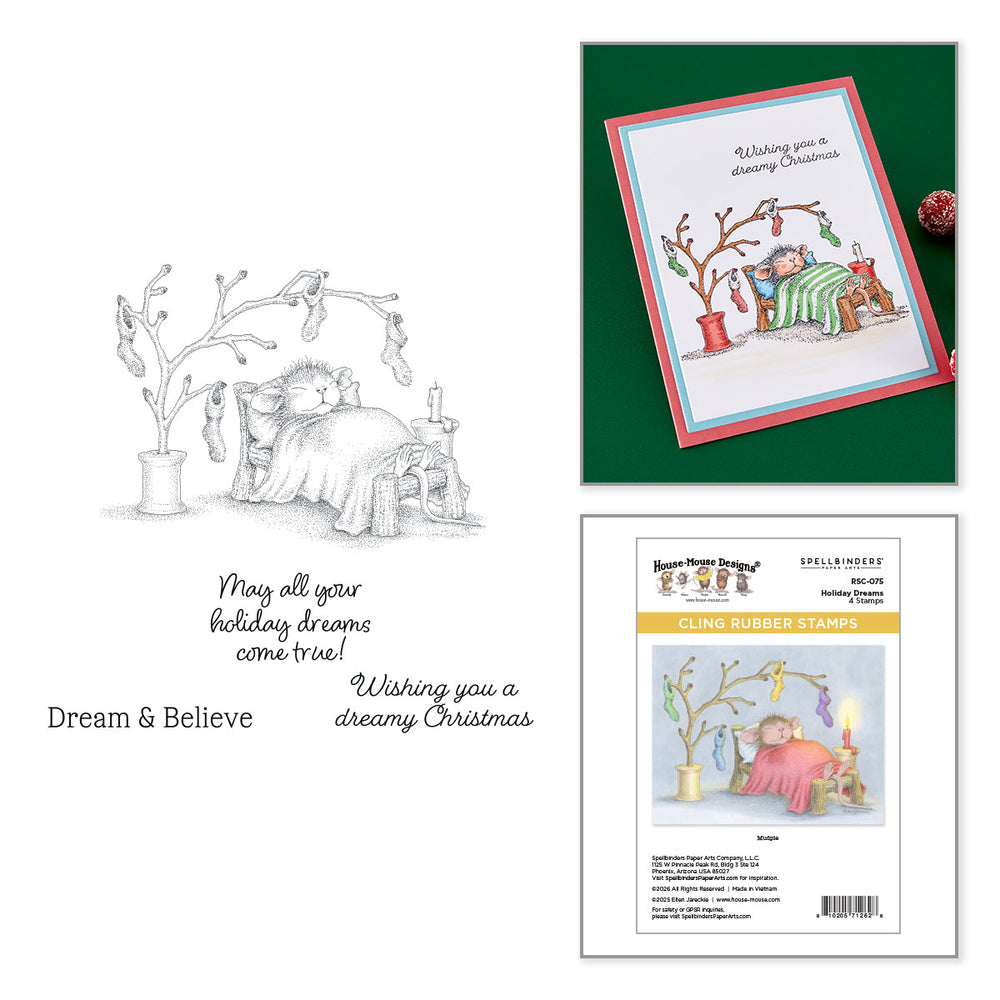 ***Pre-Order*** Spellbinders - House-Mouse Holiday Dreams Cling Rubber Stamp Set