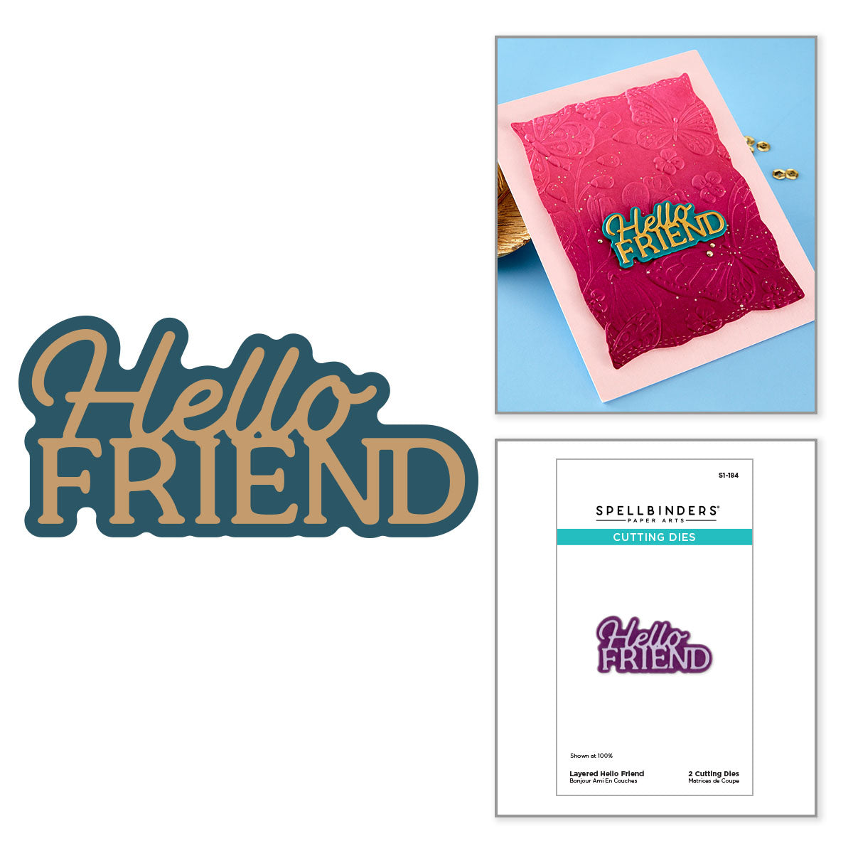 Spellbinders - Layered Hello Friend Etched Dies