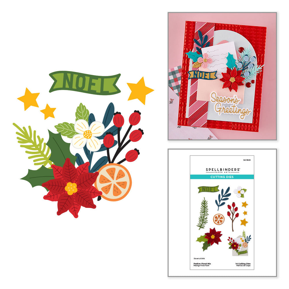 ***Pre-Order*** Spellbinders - Festive Floral Mix Etched Dies
