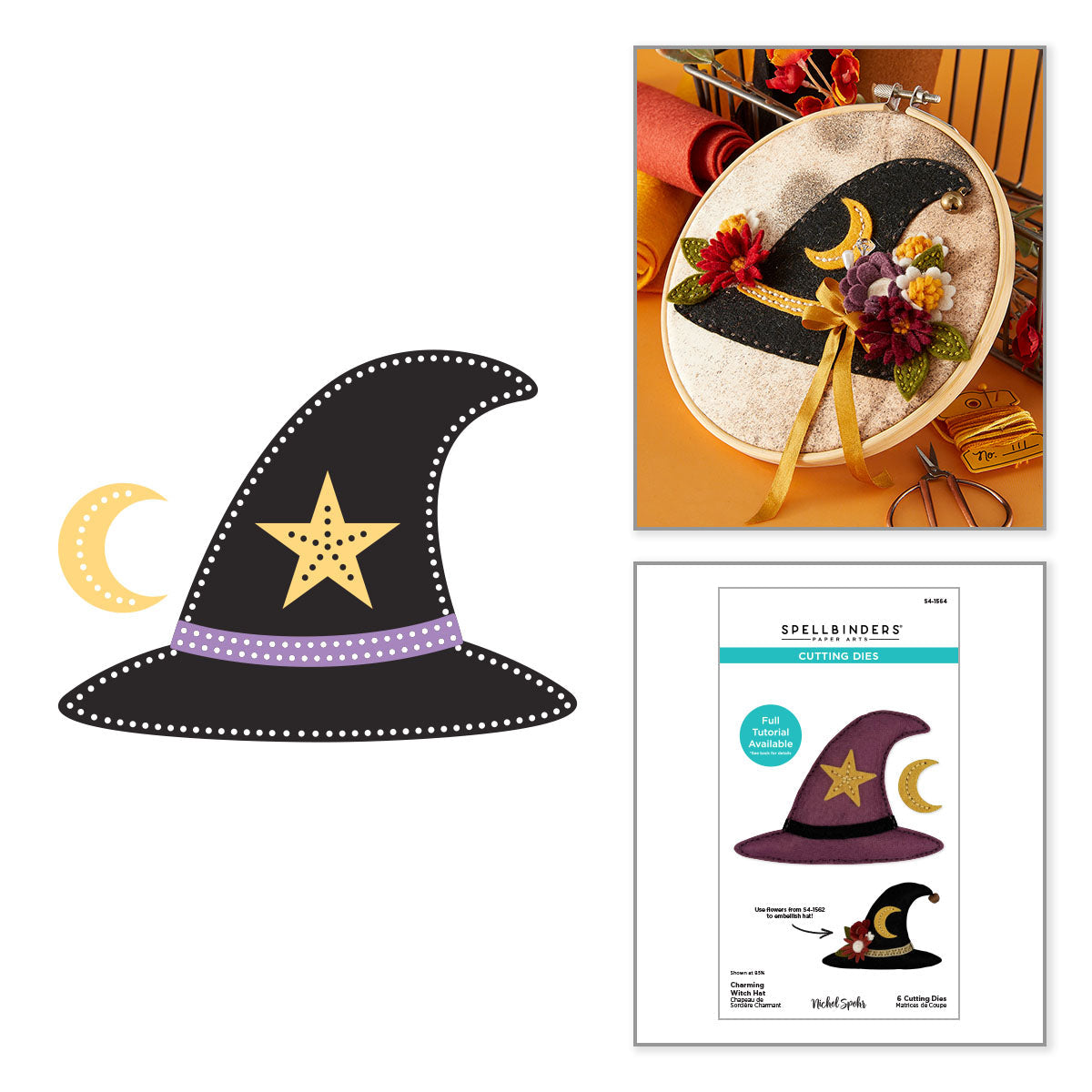 ***Pre-Order*** Spellbinders - Felt Charming Witch Hat Etched Dies by Nichol Spohr