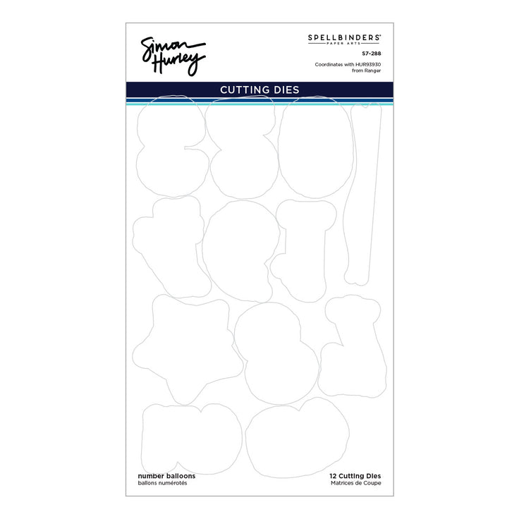 ***Pre-Order*** Spellbinders - Stamps & Dies by Simon Hurley - Number Balloons Etched Dies