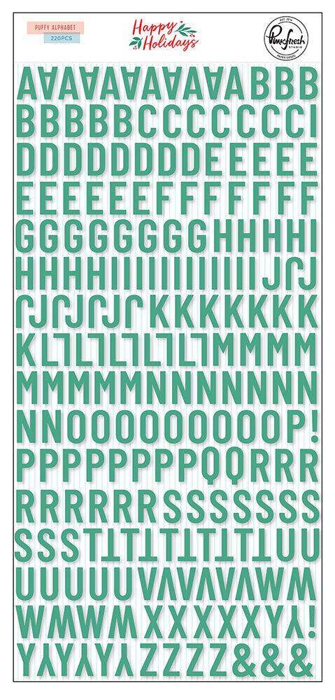 Pinkfresh Studio - Happy Holidays Collection - Christmas - Puffy Stickers - Alpha - Aqua