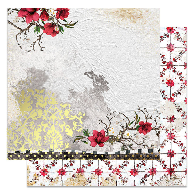 Prima - Magnolia Rouge - Double-Sided Cardstock 12"X12" - A Little Damask