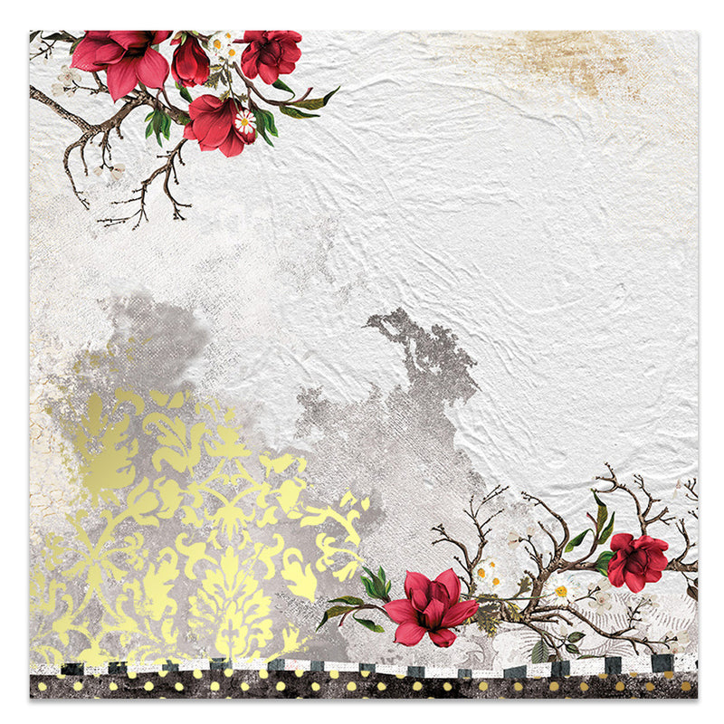 Prima - Magnolia Rouge - Double-Sided Cardstock 12"X12" - A Little Damask