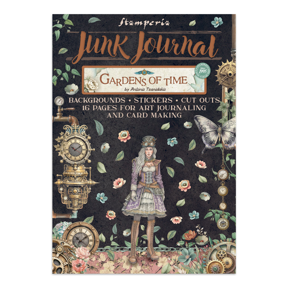 Stamperia - Printed Art Junk journal: stickers, cut-outs, backgrounds for Art and Craft - Gardens of Time